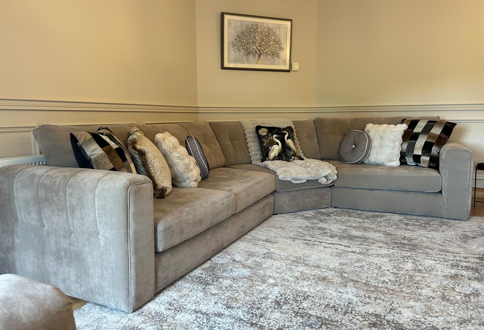 Cream boucle corner sofa